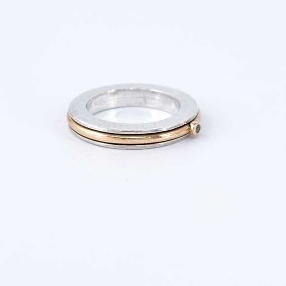 Vintage Mignon Faget 14K Gold & Sterling Silver Spinner Ring w/ Peridot Size 5 - Picture 4 of 12